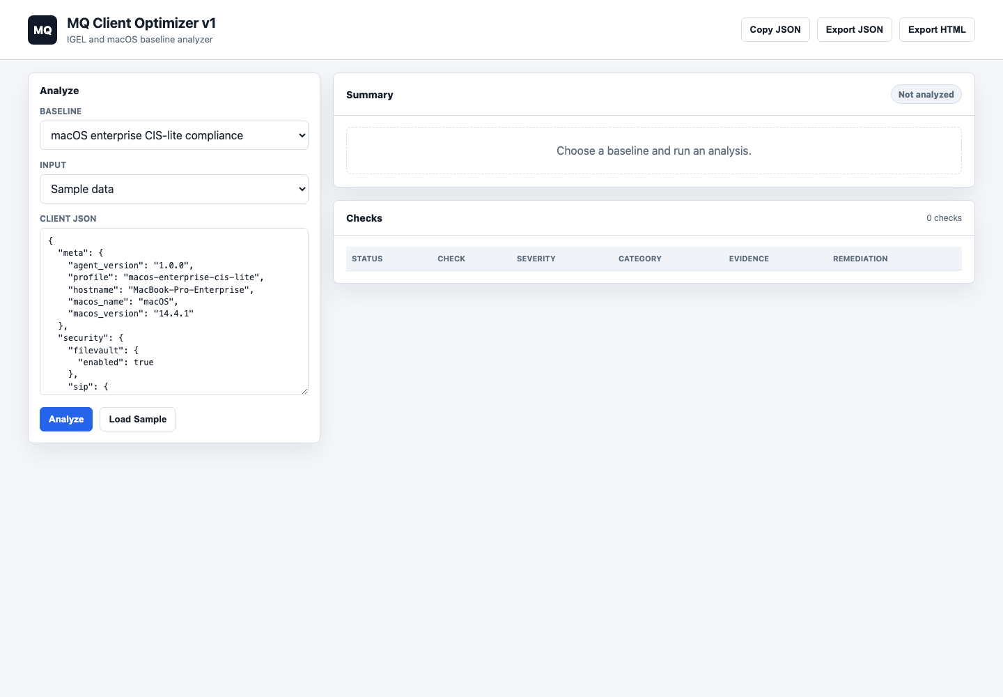 MQ Client Optimizer screenshot